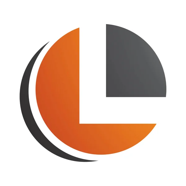 白色背景上的橙色和黑色圆形字母L图标 — 图库照片