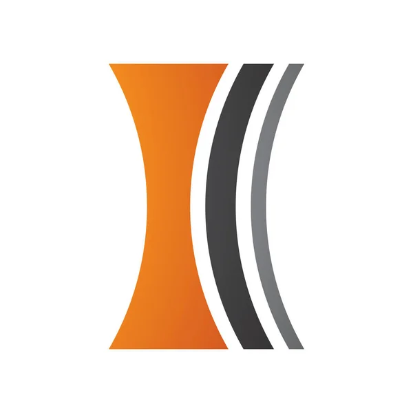 Orange Black Concave Lens Shaped Letter Icon White Background — Stock Photo, Image