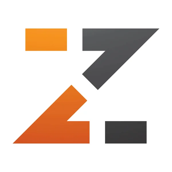 白色背景上的橙色和黑色虚线形状字母Z图标 — 图库照片