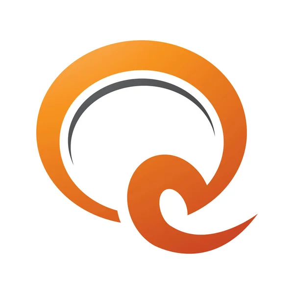 オレンジとブラックフック ホワイトバックグラウンドの文字Qアイコン — ストック写真