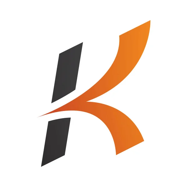 Oranje Zwart Italic Arrow Shaped Letter Icon Een Witte Achtergrond — Stockfoto