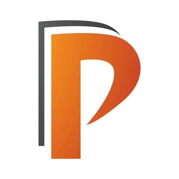 白色背景上的橙色和黑色分层字母P图标 — 图库照片
