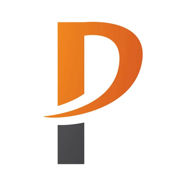 Orange Black Letter Icon Pointy Tip White Background — Stock Photo, Image