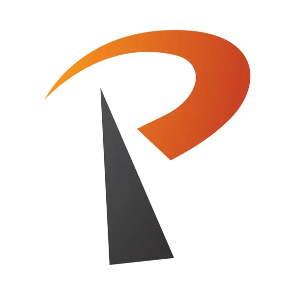 Orange Black Radio Tower Shaped Letter Icon White Background — Stock Photo, Image