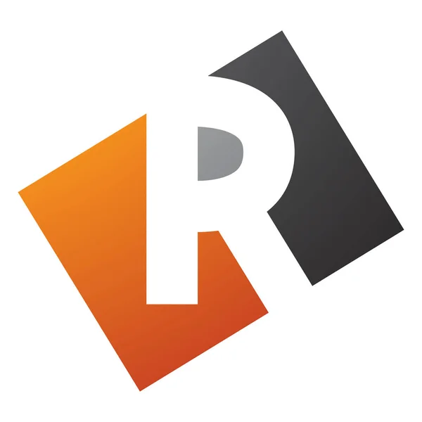 白色背景上的橙色和黑色矩形字母R图标 — 图库照片