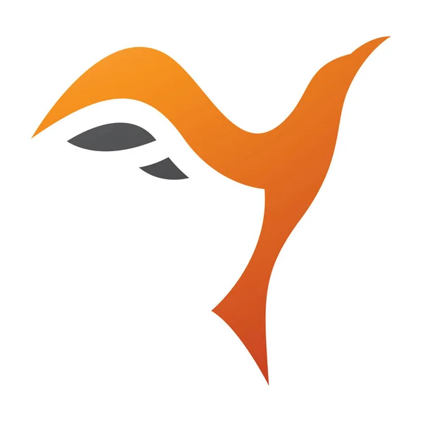 橙色和黑色上升的鸟白色背景的Y形字母图标 — 图库照片