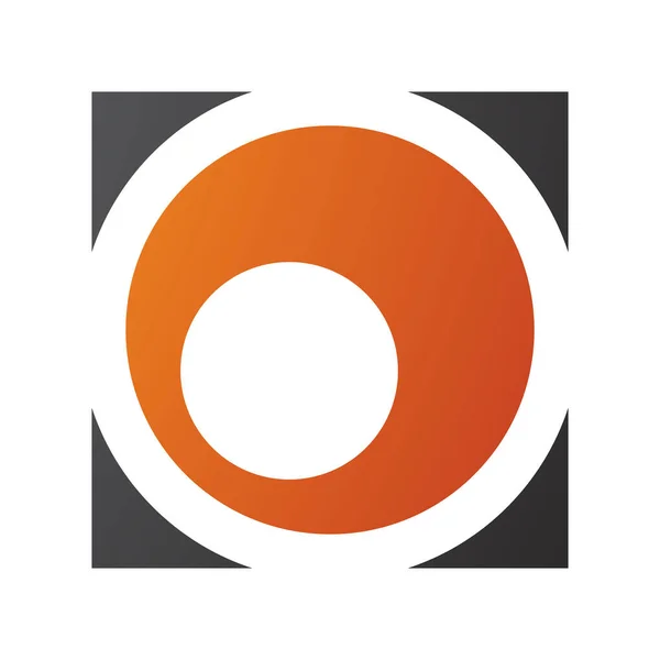Orange Black Square Letter Icon White Background — Stock Photo, Image