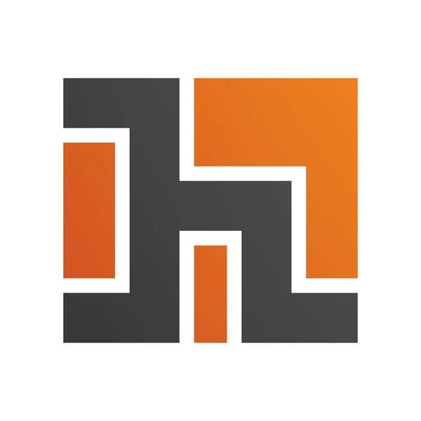 白色背景上的橙色和黑色正方形字母H图标 — 图库照片