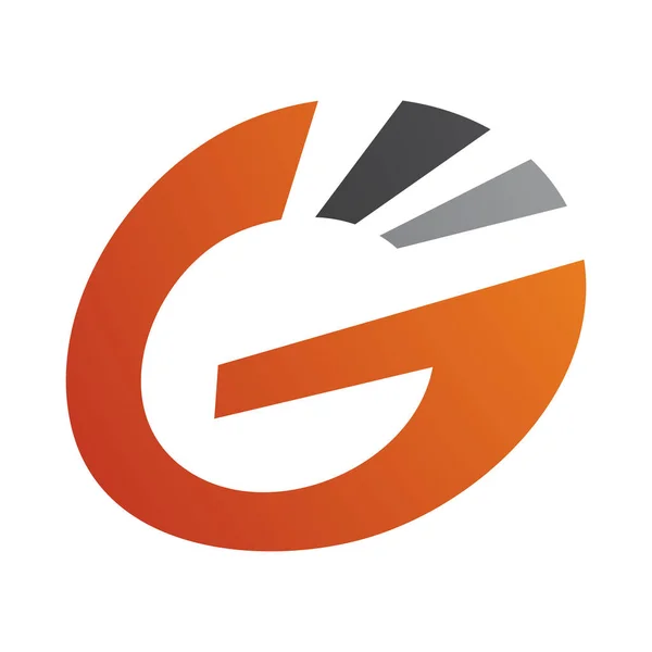 Orange Und Schwarz Gestreiftes Ovales Buchstabensymbol Auf Weißem Hintergrund — Stockfoto