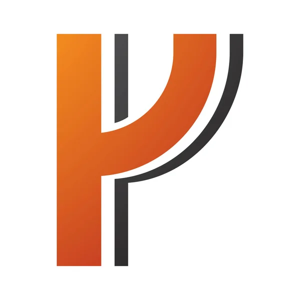 Orange Black Striped Shaped Letter Icon White Background — Stock Photo, Image