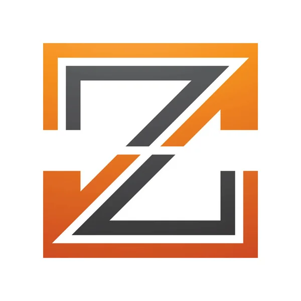 白色背景上的橙色和黑色条形字母Z图标 — 图库照片