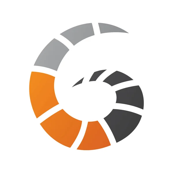 Orange Black Swirly Letter Icon Stripes White Background — Stock Photo, Image