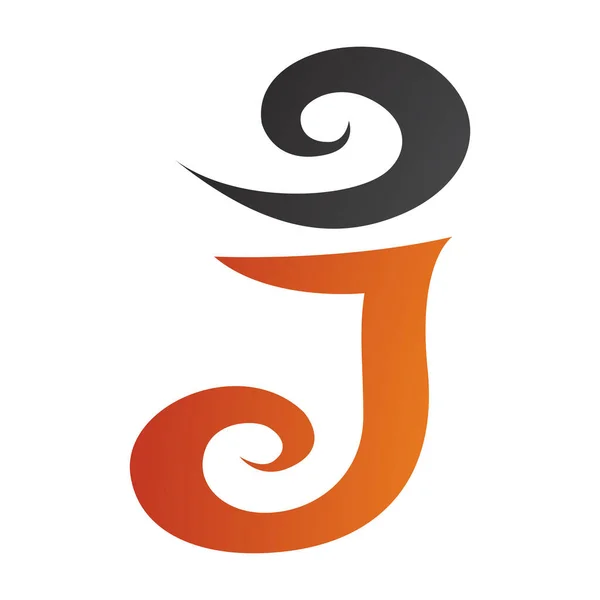白色背景上的橙色和黑色涡旋形字母J图标 — 图库照片