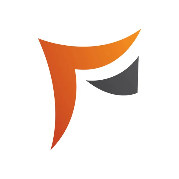 橙色和黑色波纹纸白色背景上的F字形图标 — 图库照片