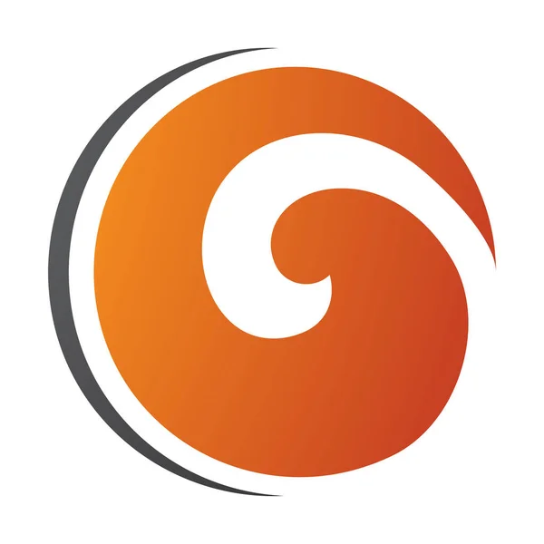 Oranje Zwart Whirl Shaped Letter Icon Een Witte Achtergrond — Stockfoto