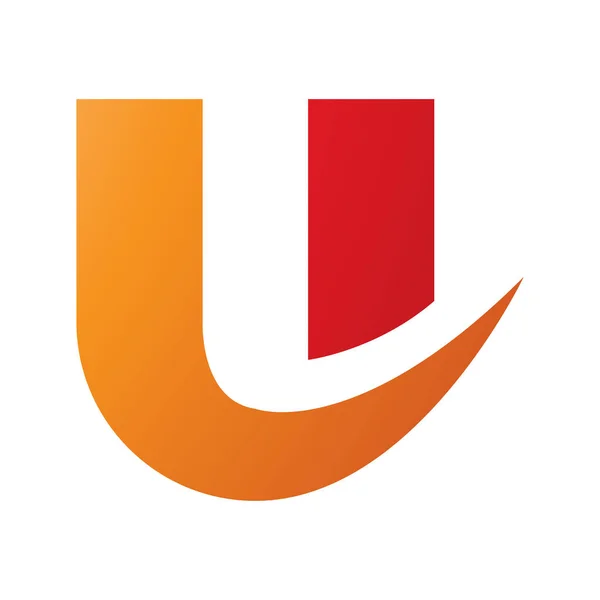 ホワイトバックグラウンドのオレンジと赤いボールドカービーの形状の文字Uアイコン — ストック写真