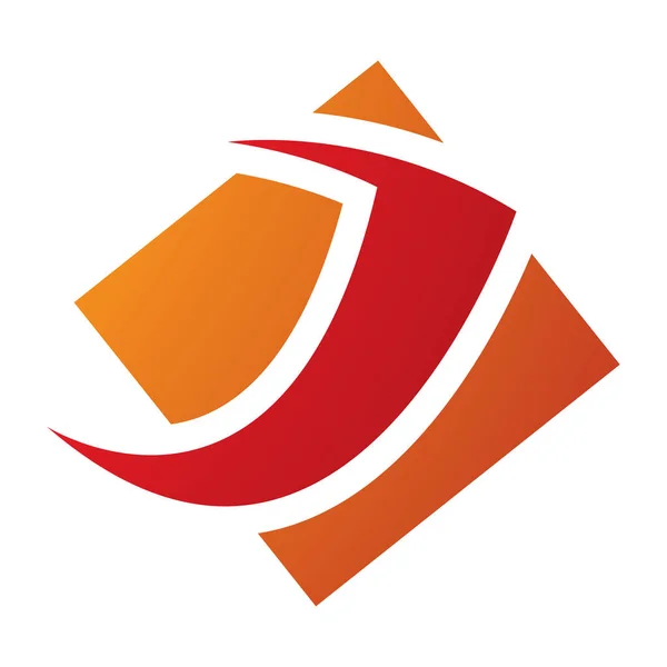 Orange Red Diamond Square Letter Icon White Background — Stock Photo, Image