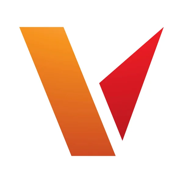 ホワイトバックグラウンドのオレンジと赤の幾何学的形状の手紙Vアイコン — ストック写真