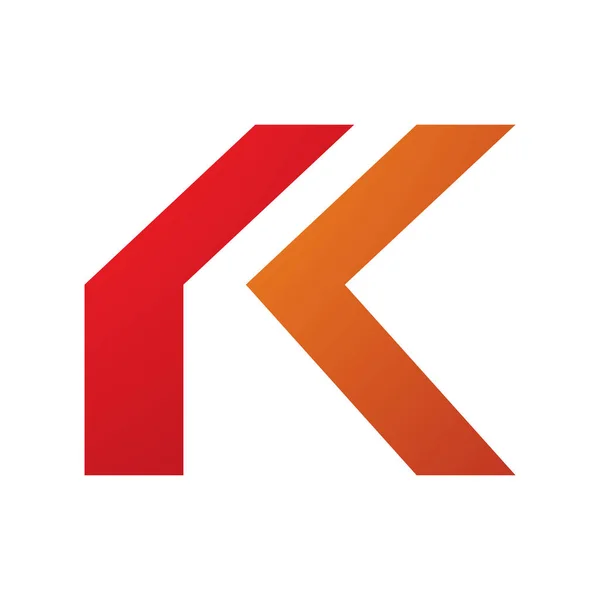 白色背景上的橙色和红色折叠字母K图标 — 图库照片