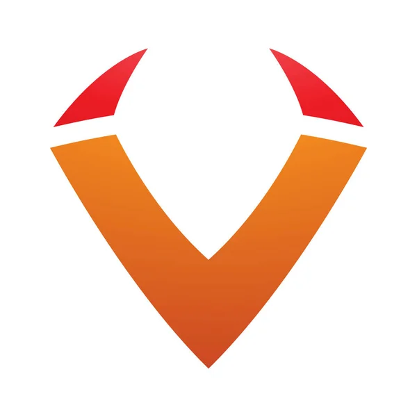 白色背景上的橙色和红色角形字母V图标 — 图库照片