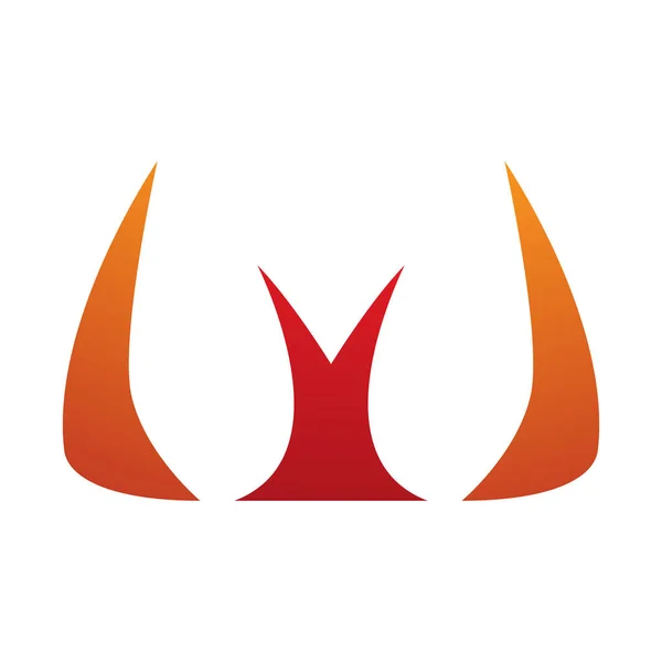 Orange Red Horn Shaped Letter Icon White Background — Stock Photo, Image