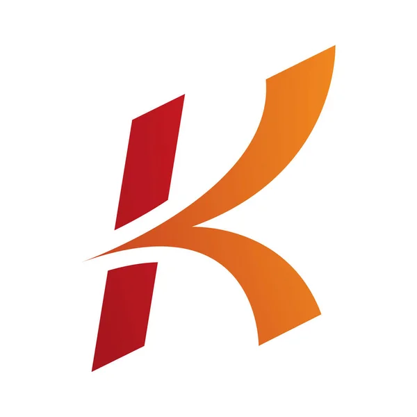 Oranje Rood Italic Arrow Shaped Letter Icon Een Witte Achtergrond — Stockfoto