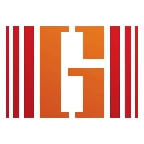 Orange Und Rote Buchstaben Symbol Mit Vertikalen Streifen Auf Weißem — Stockfoto