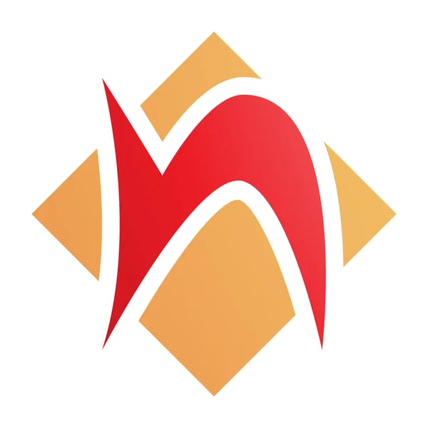 Orange Red Letter Icon Square Diamond Shape White Background — Stock Photo, Image