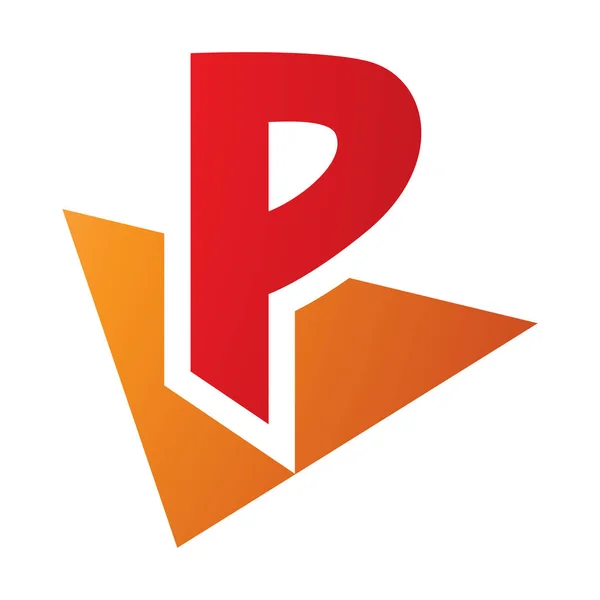 Orange Red Letter Icon Triangle White Background — Stock Photo, Image