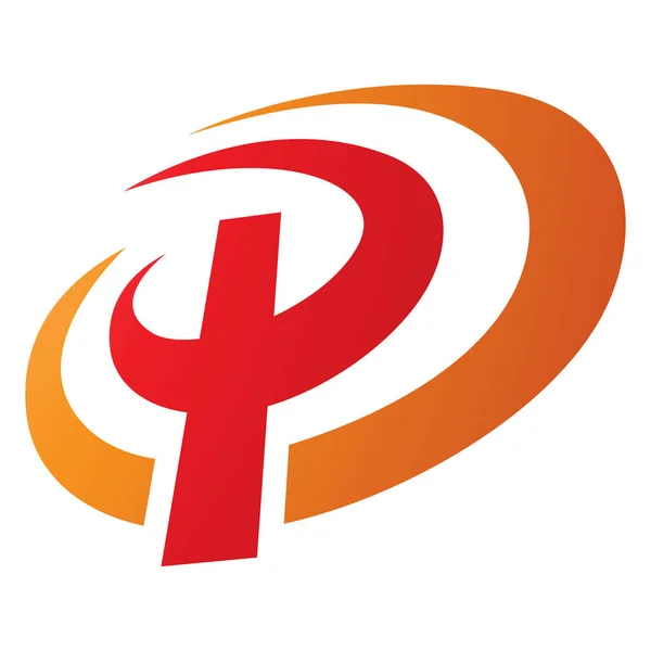 Orange Red Oval Shaped Letter Icon White Background — Stock Photo, Image