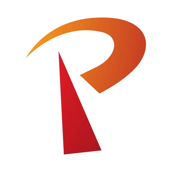 Orange Red Radio Tower Shaped Letter Icon White Background — Stock Photo, Image