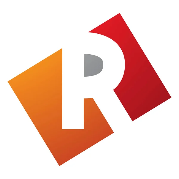 白色背景上的橙色和红色矩形字母R图标 — 图库照片