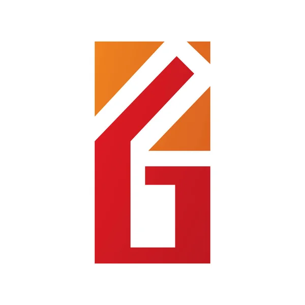 オレンジと赤の長方形の文字Gまたはホワイトバックグラウンドのナンバー6アイコン — ストック写真