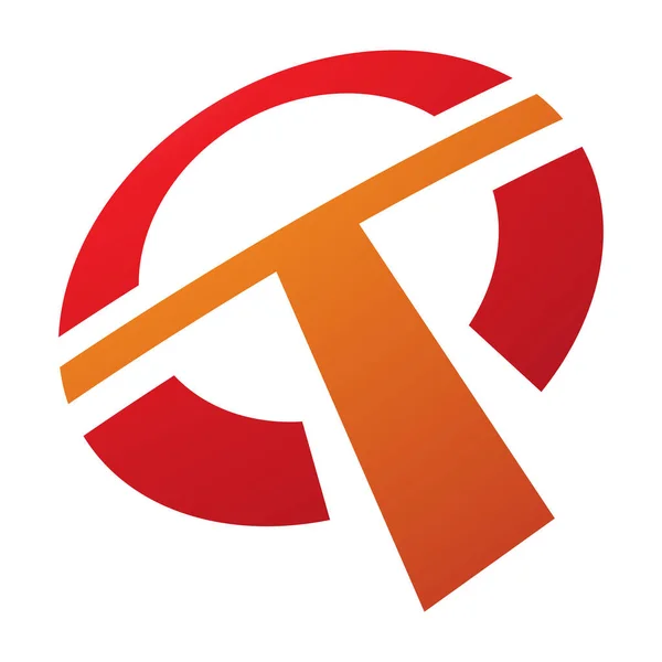 Icona Forma Lettera Rotonda Arancione Rossa Sfondo Bianco — Foto Stock