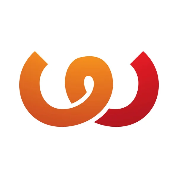 ホワイトバックグラウンドのオレンジと赤の春の形状の手紙Wアイコン — ストック写真