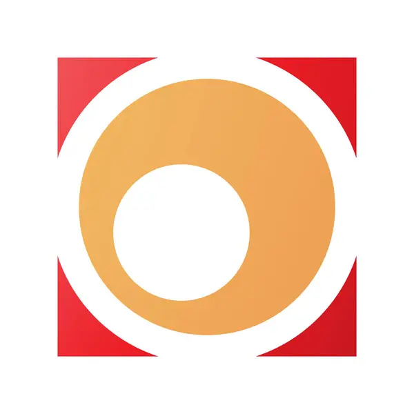 Orange Red Square Letter Icon White Background — Stock Photo, Image