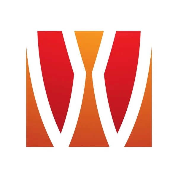 ホワイトバックグラウンドのオレンジと赤の広場の形状の手紙Wアイコン — ストック写真
