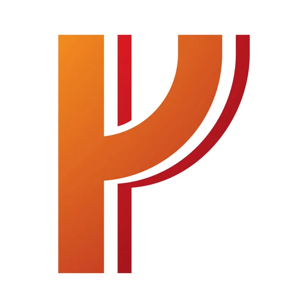 Orange Red Striped Shaped Letter Icon White Background — Stock Photo, Image
