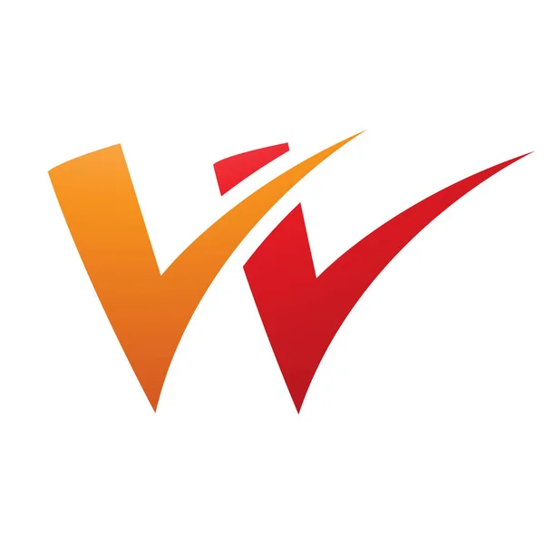 Orange Red Tick Shaped Letter Icon White Background — Stock Photo, Image