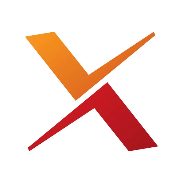 Πορτοκαλί Και Κόκκινο Tick Σχήμα Γραμματοσειράς Εικονίδιο Λευκό Φόντο — Φωτογραφία Αρχείου