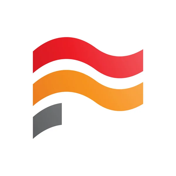 Orange Red Wavy Flag Shaped Letter Icon White Background — Stock Photo, Image