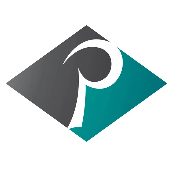 Perské Zelené Černé Vodorovné Kosočtvercové Písmeno Ikona Bílém Pozadí — Stock fotografie