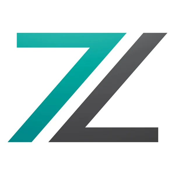 白色背景上波斯绿色和黑色7号形状字母Z图标 — 图库照片