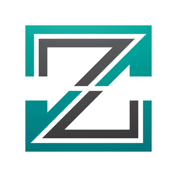 白色背景上的波斯绿色和黑色条纹字母Z图标 — 图库照片