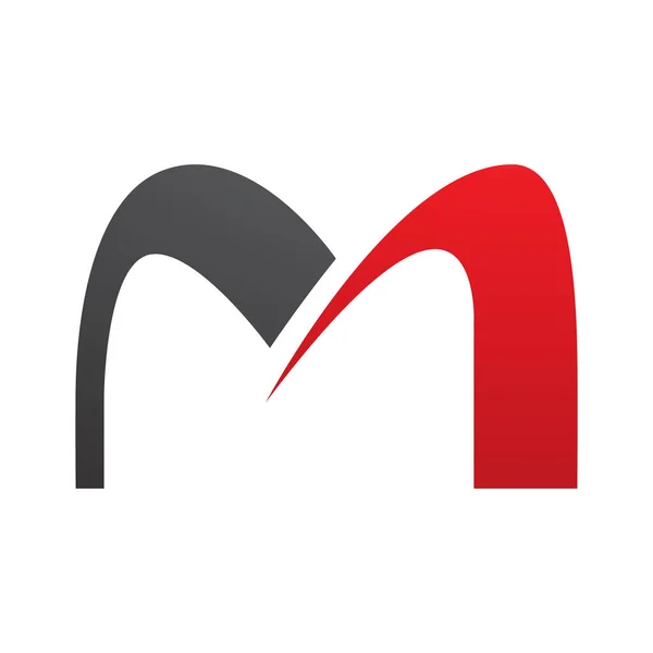 白色背景上的红色和黑色拱形字母M图标 — 图库照片