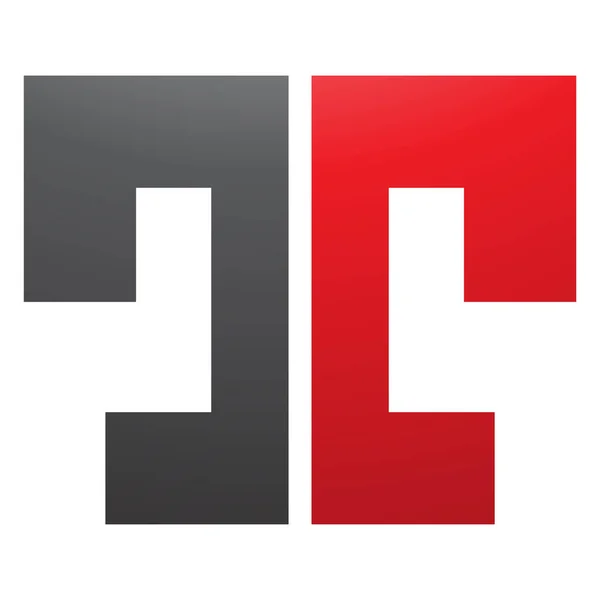 Red Black Bold Split Shaped Letter Icon White Background — Stock Photo, Image