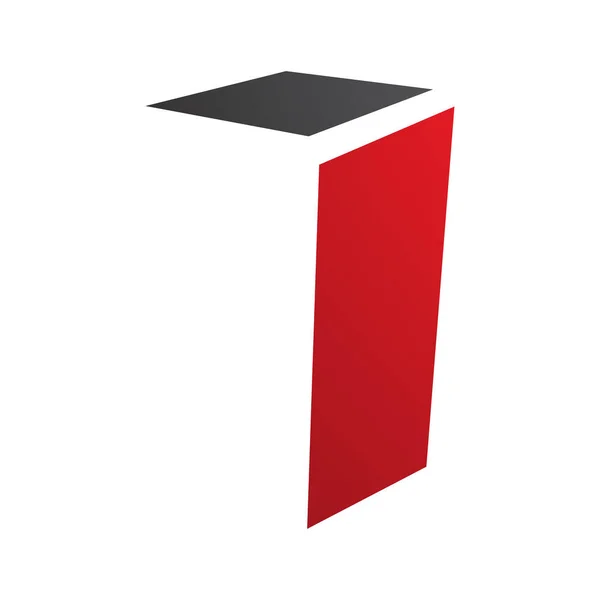 Red Black Folded Letter Icon White Background — Stock Photo, Image