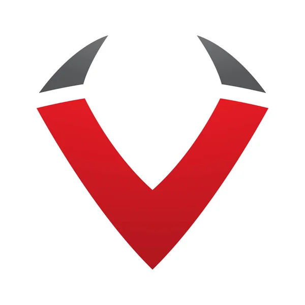 白色背景上的红色和黑色角形字母V图标 — 图库照片