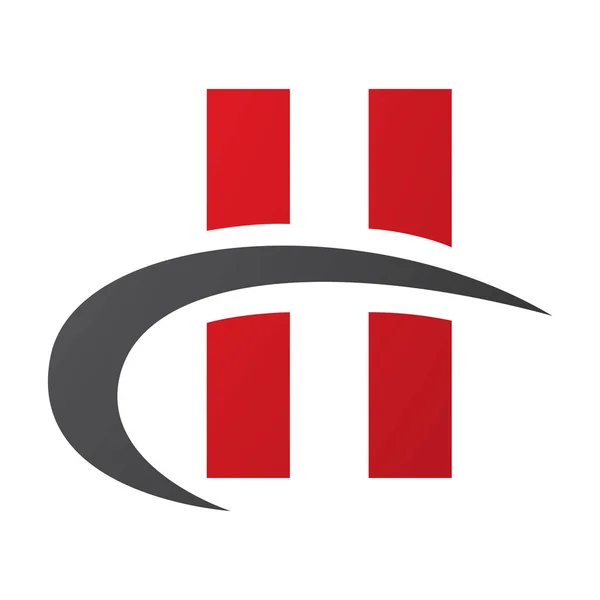 Roter Und Schwarzer Buchstabe Icon Mit Vertikalen Rechtecken Und Einem — Stockfoto