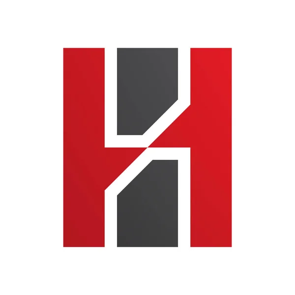 白い背景に垂直長方形の赤と黒の手紙Hアイコン — ストック写真
